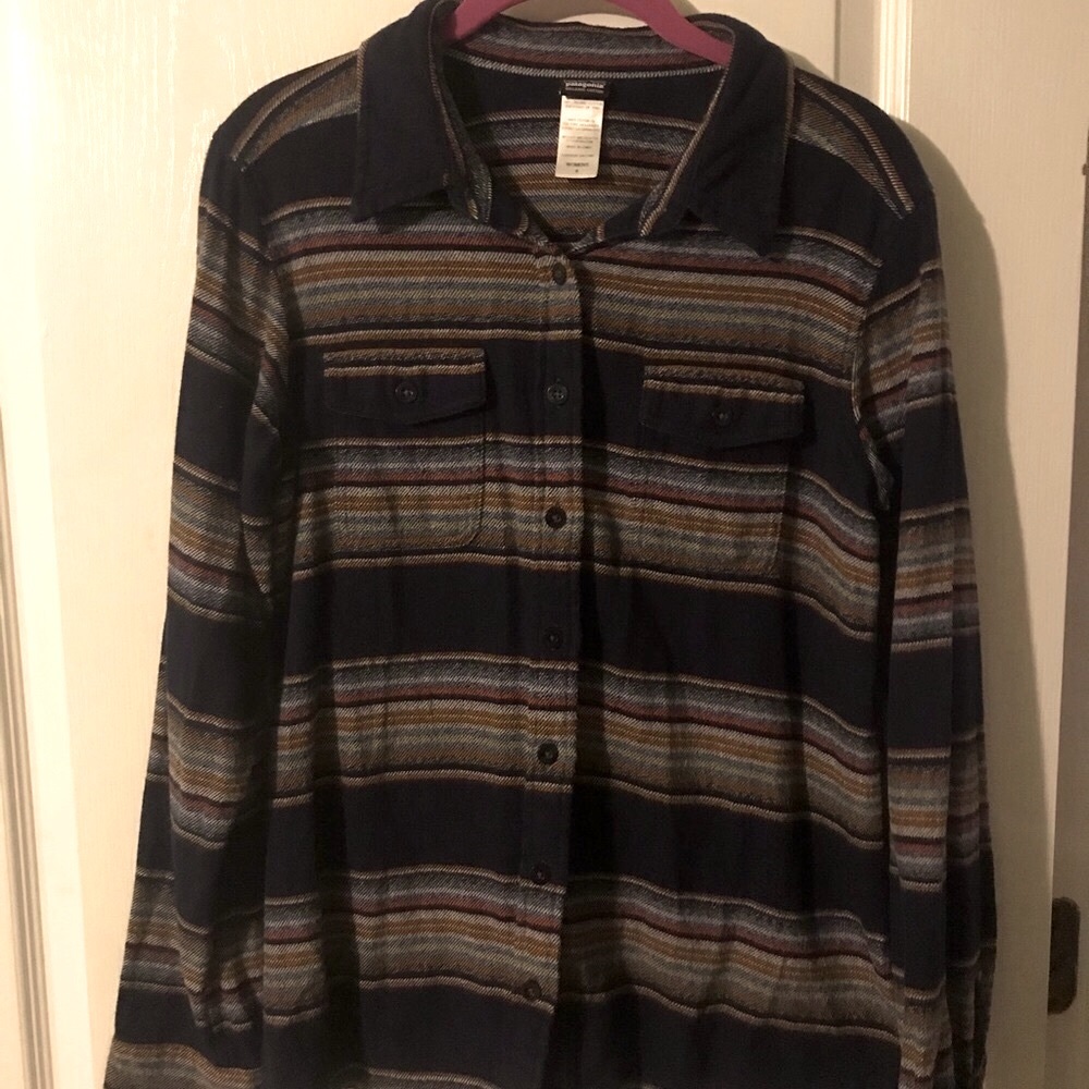Patagonia Striped Flannel Button Down, size 8